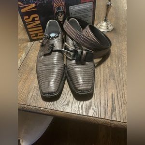 MEZLAN MENS GATOR SHOES ANS BELT SHOES SIZE 10.5 belt still has tags